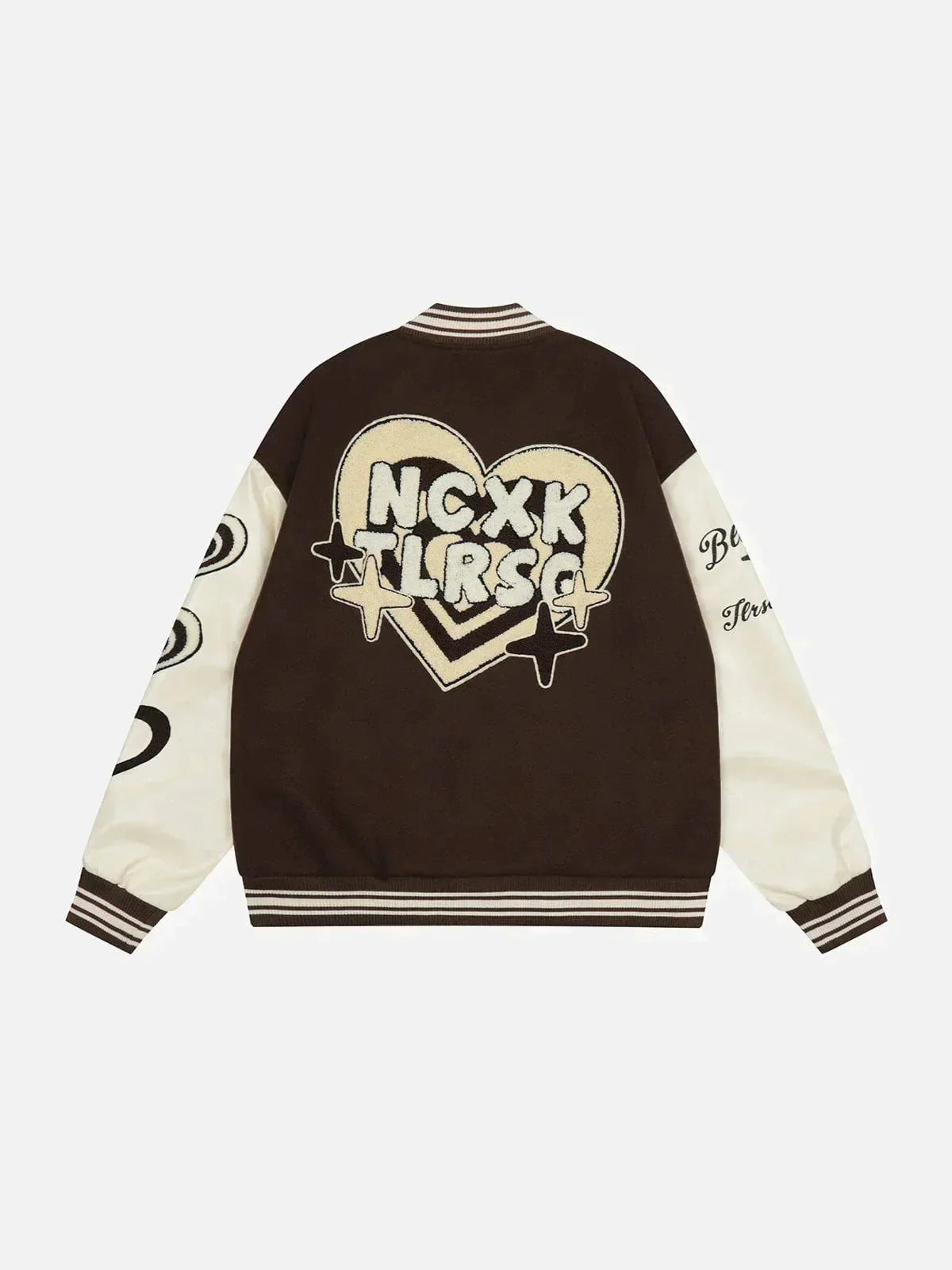 Y2K Vintage Heart Flock Embroidered Varsity Jacket - Retro 90s Grunge Summer Outfit