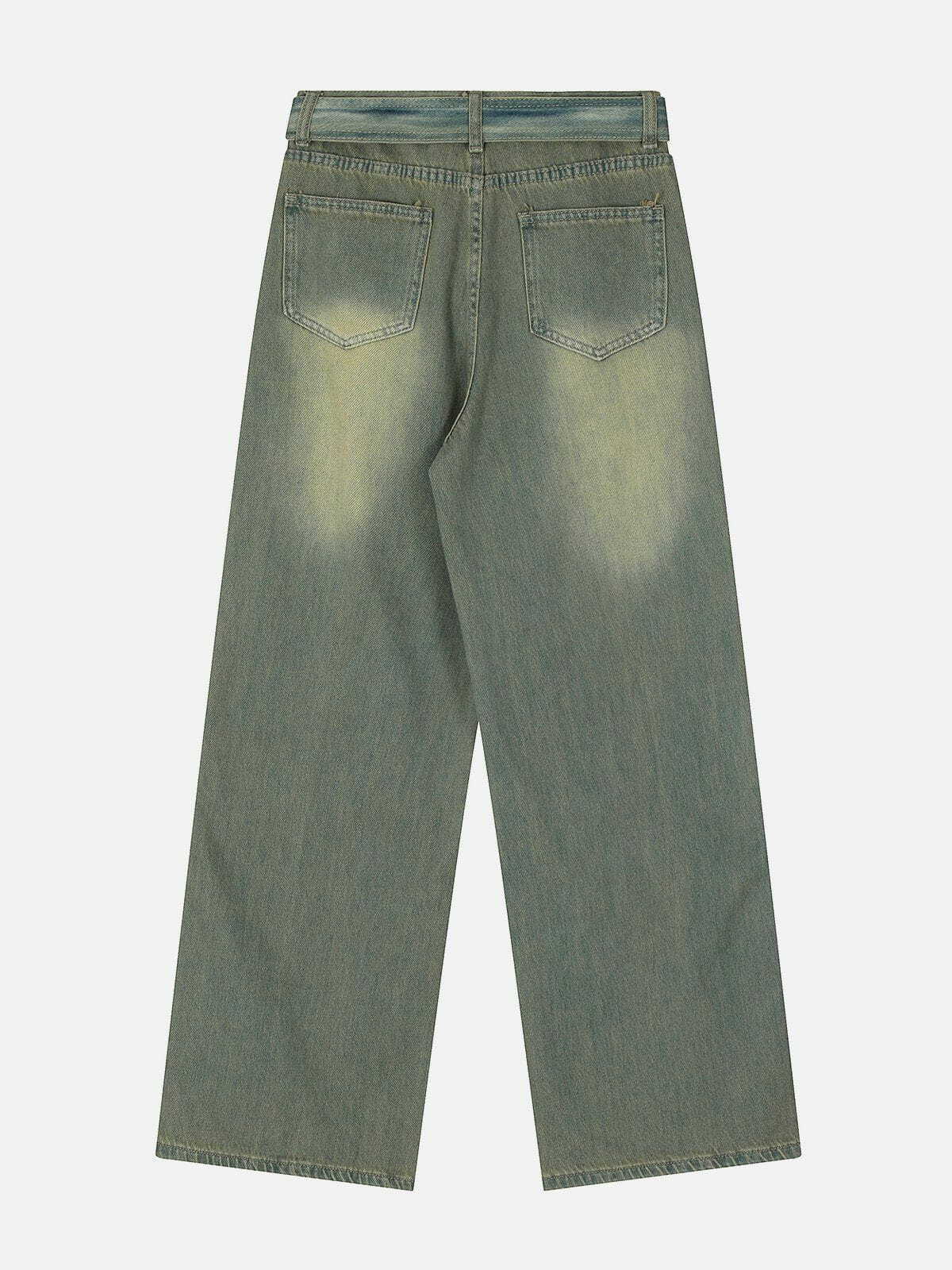 Y2K Vintage Hole Washed Jeans - Retro 90s Grunge Outfit for Summer Parties & Casual Looks