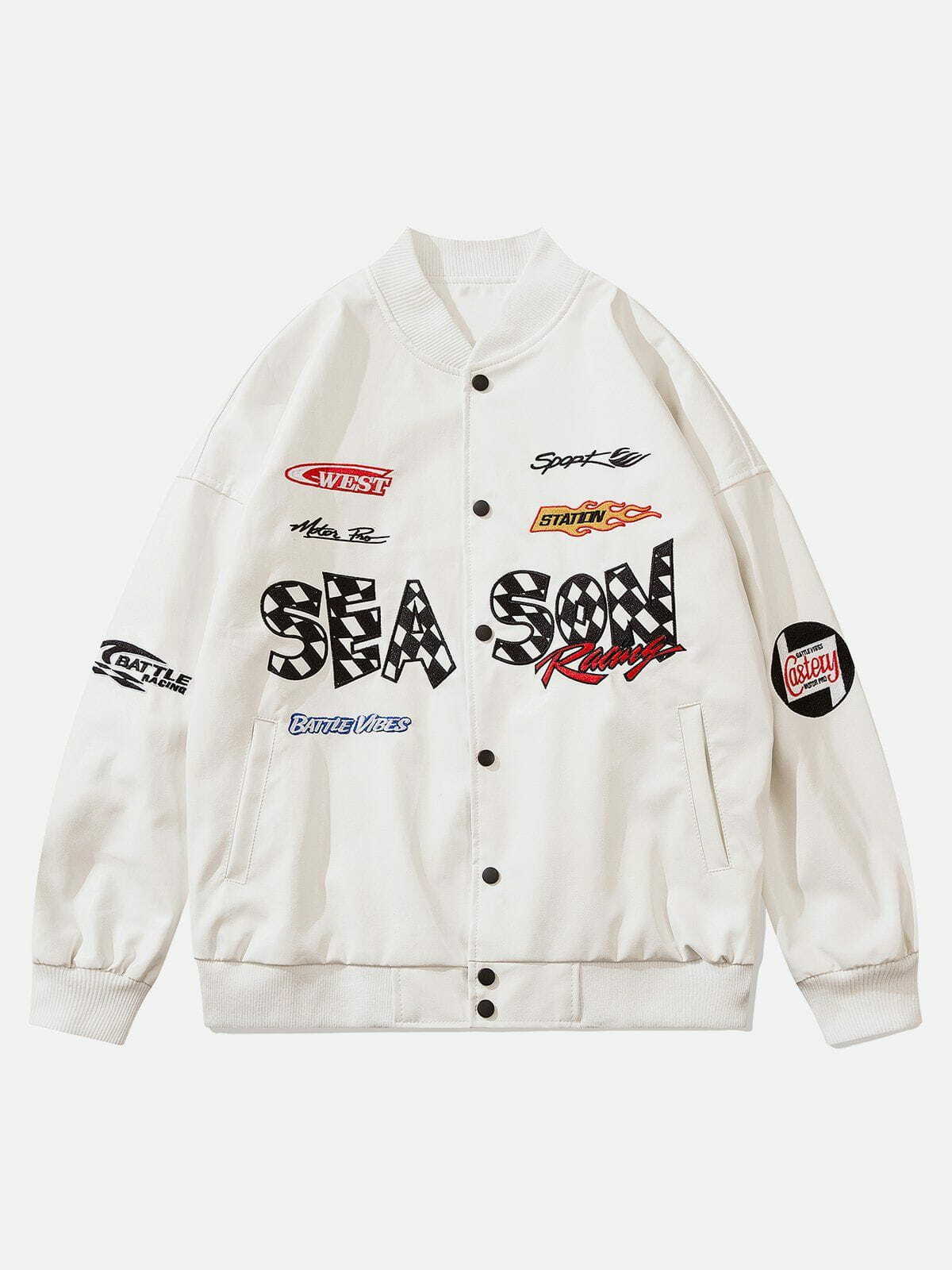 Y2K Vintage Locomotive Embroidery PU Jacket - Retro 90s Grunge Style Outerwear