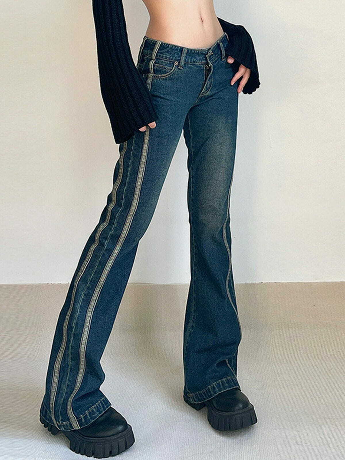 Y2K Vintage Low Rise Bootcut Jeans - Retro 90s Grunge Style for Summer Outfits