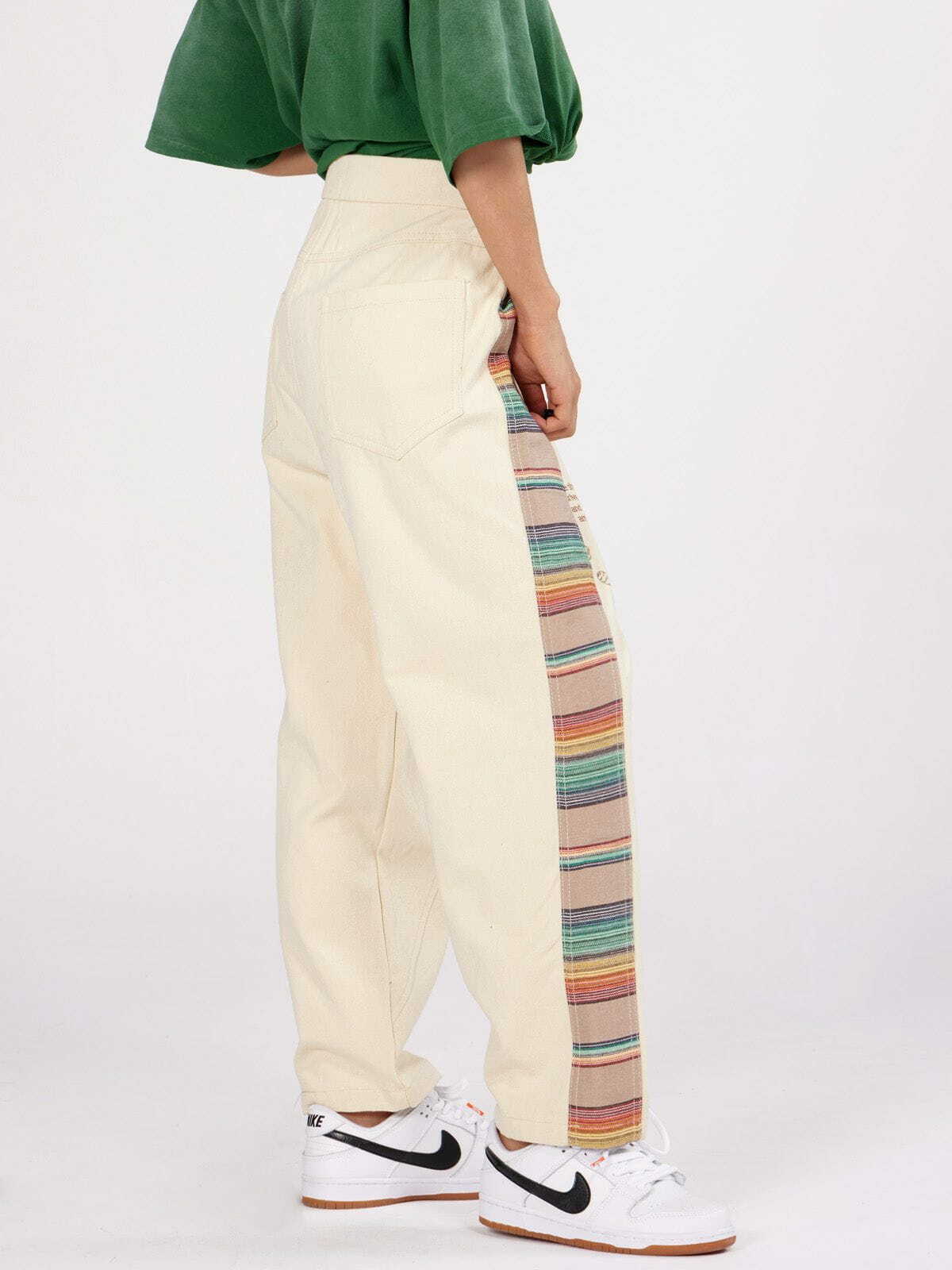 Y2K Vintage Rainbow Stitch Cropped Pants - Retro 90s Grunge Summer Outfit for Women