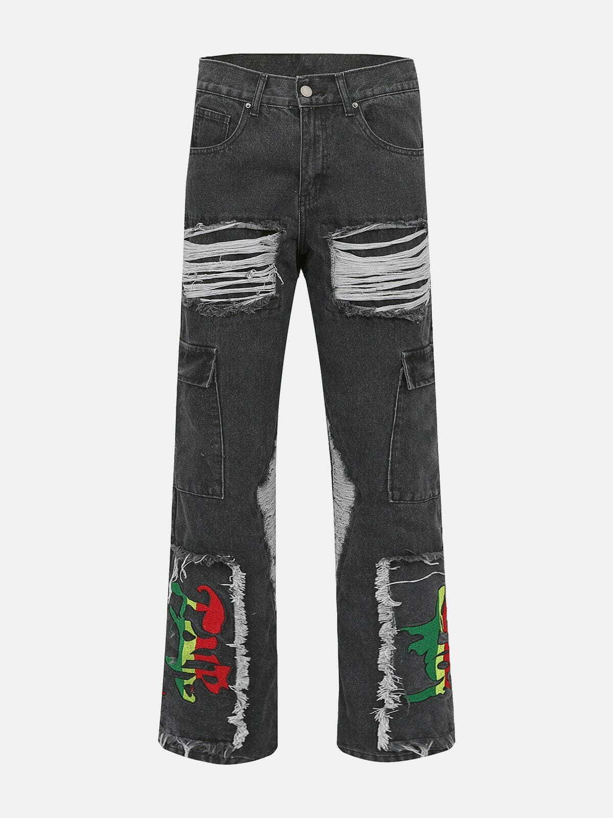 Y2K Vintage Raw Ripped Jeans - Grunge 90s Fashion, Summer Outfits, Retro Style for Women