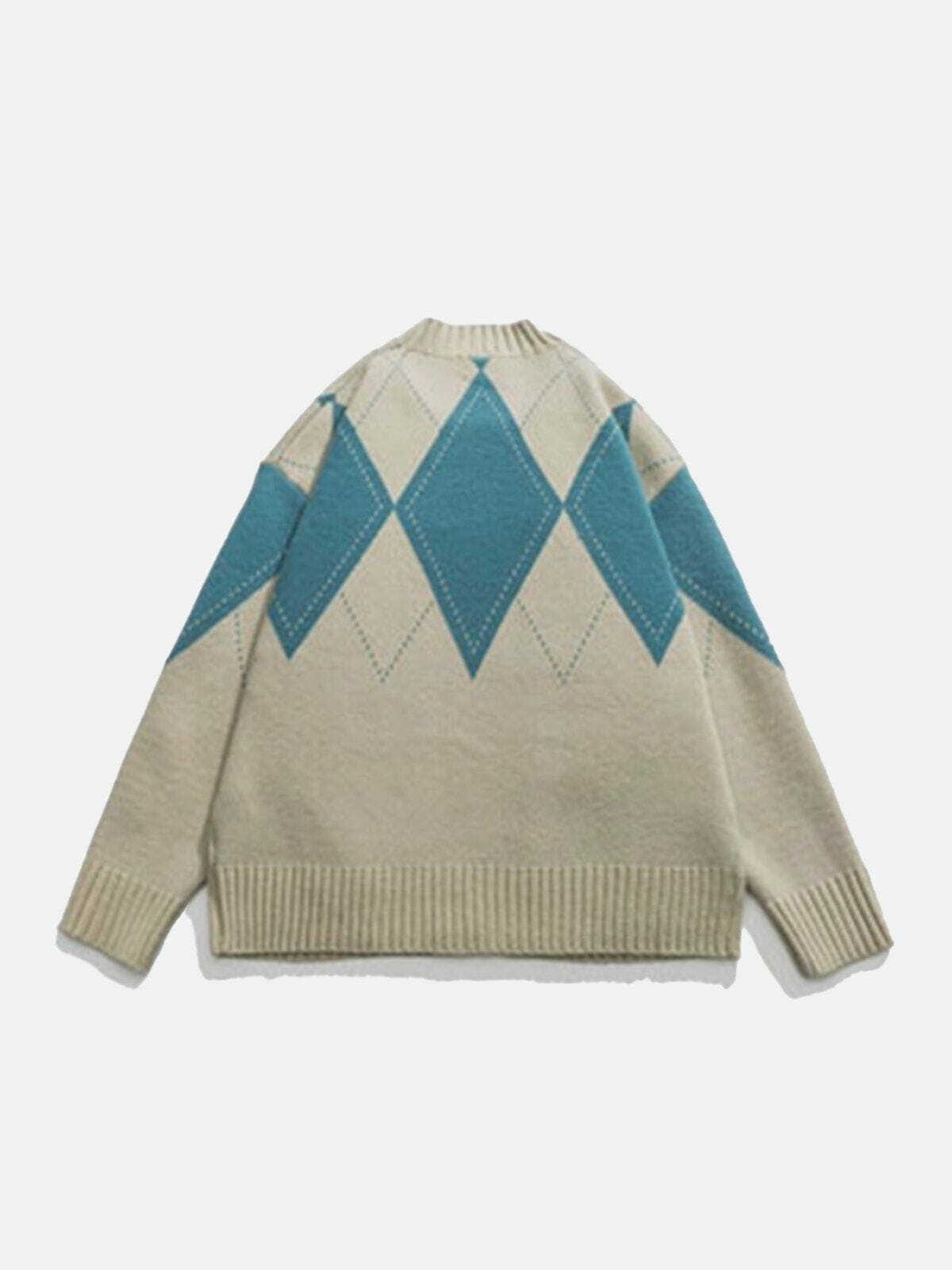 Y2K Vintage Rhombus Cardigan - Retro 90s Grunge Outfit for Summer Parties & Clubbing