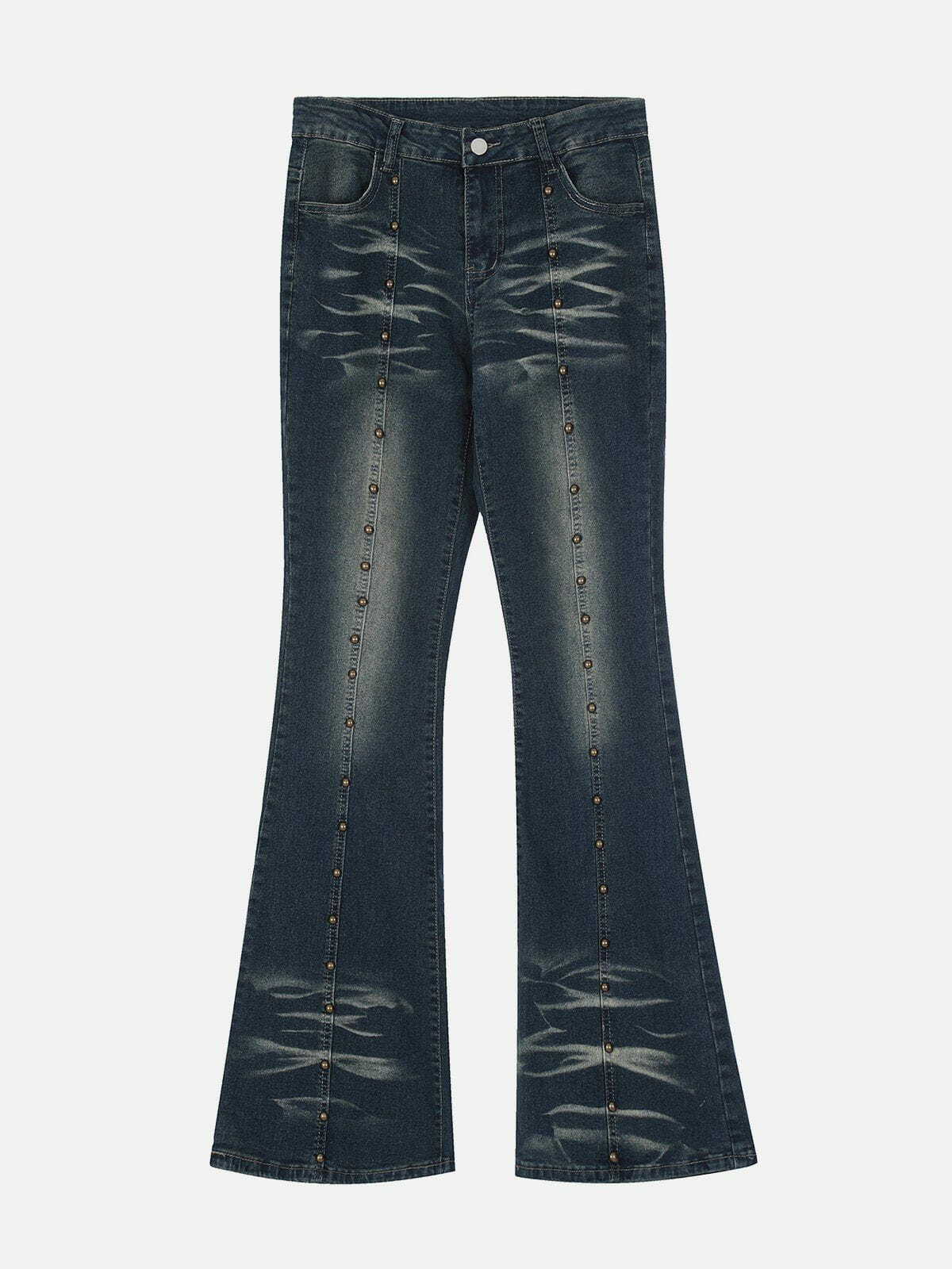 Y2K Vintage Rivets Jeans - Grunge 90s Fashion, Retro Summer Outfits, Y2K Party Fit