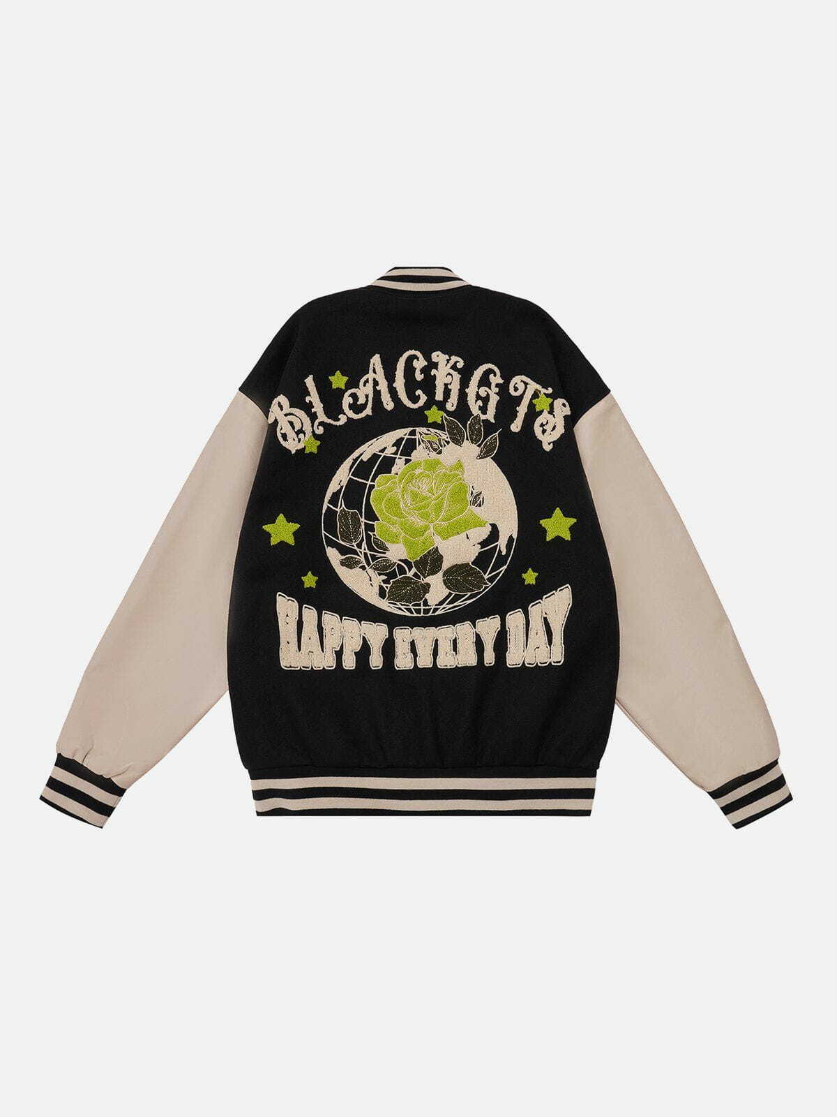 Y2K Vintage Rose Embroidery Varsity Jacket - Retro 90s Grunge Summer Outfit Essential