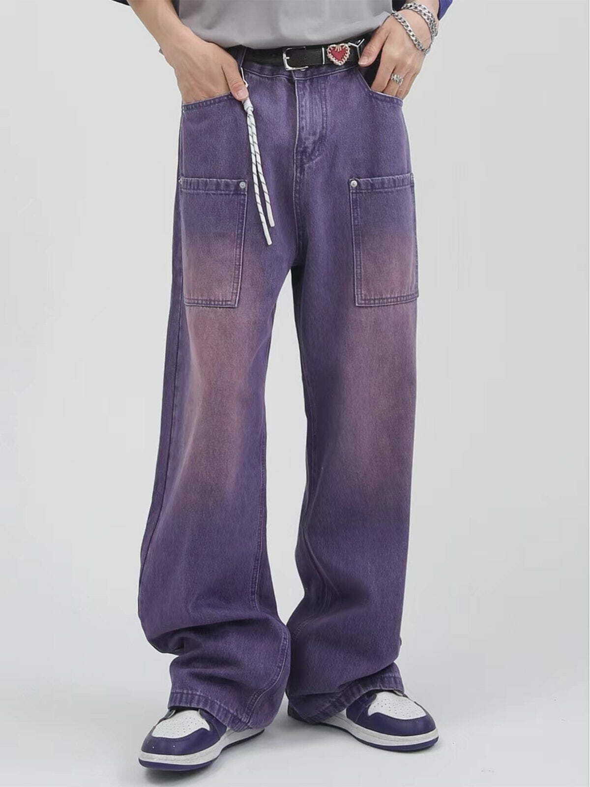 Y2K Vintage Solid Gradient Jeans - Retro 90s Grunge Outfit for Summer Parties & Festivals