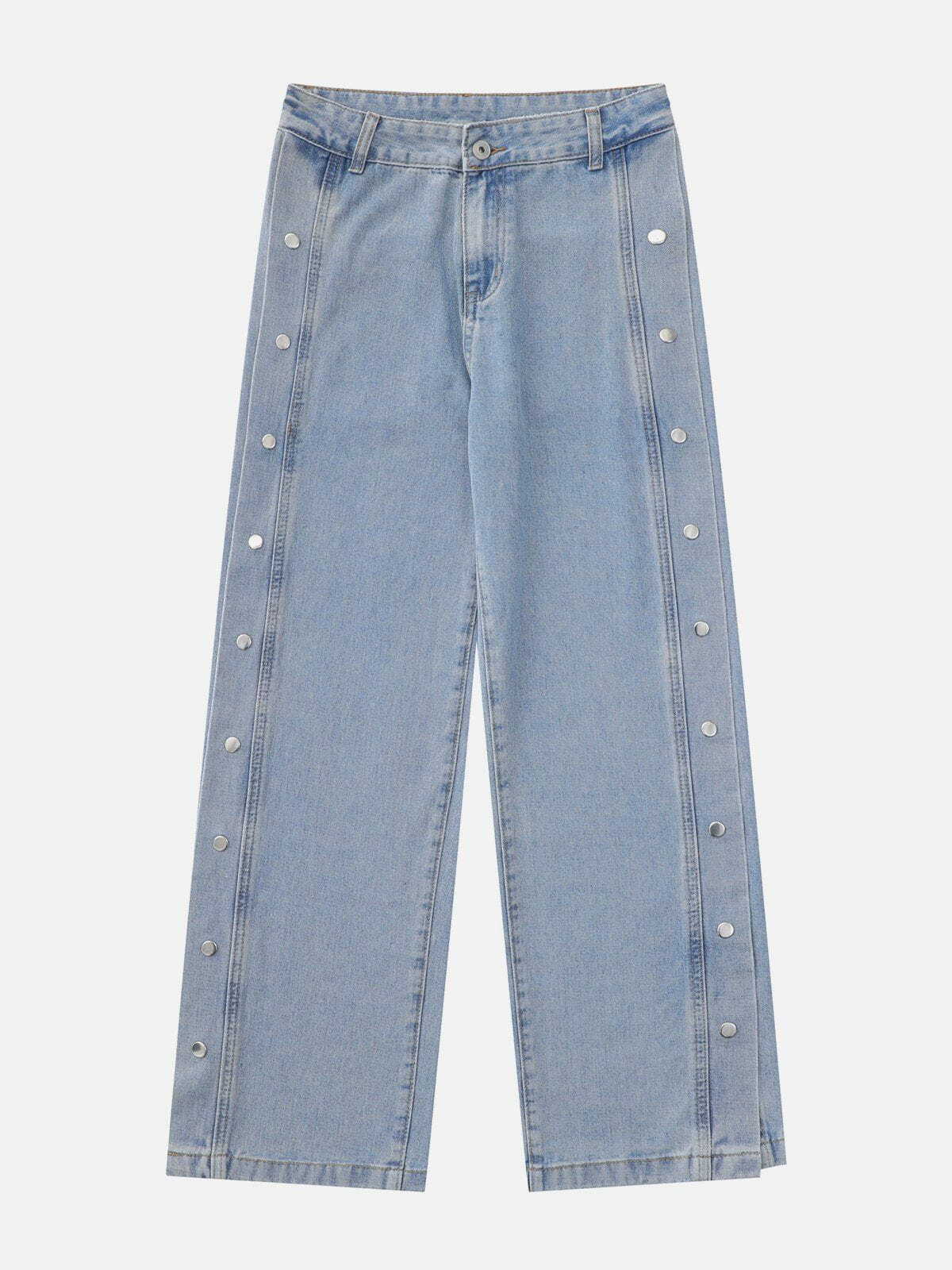 Y2K Vintage Split Snap Jeans - Retro 90s Grunge Outfit for Summer Parties & Festivals