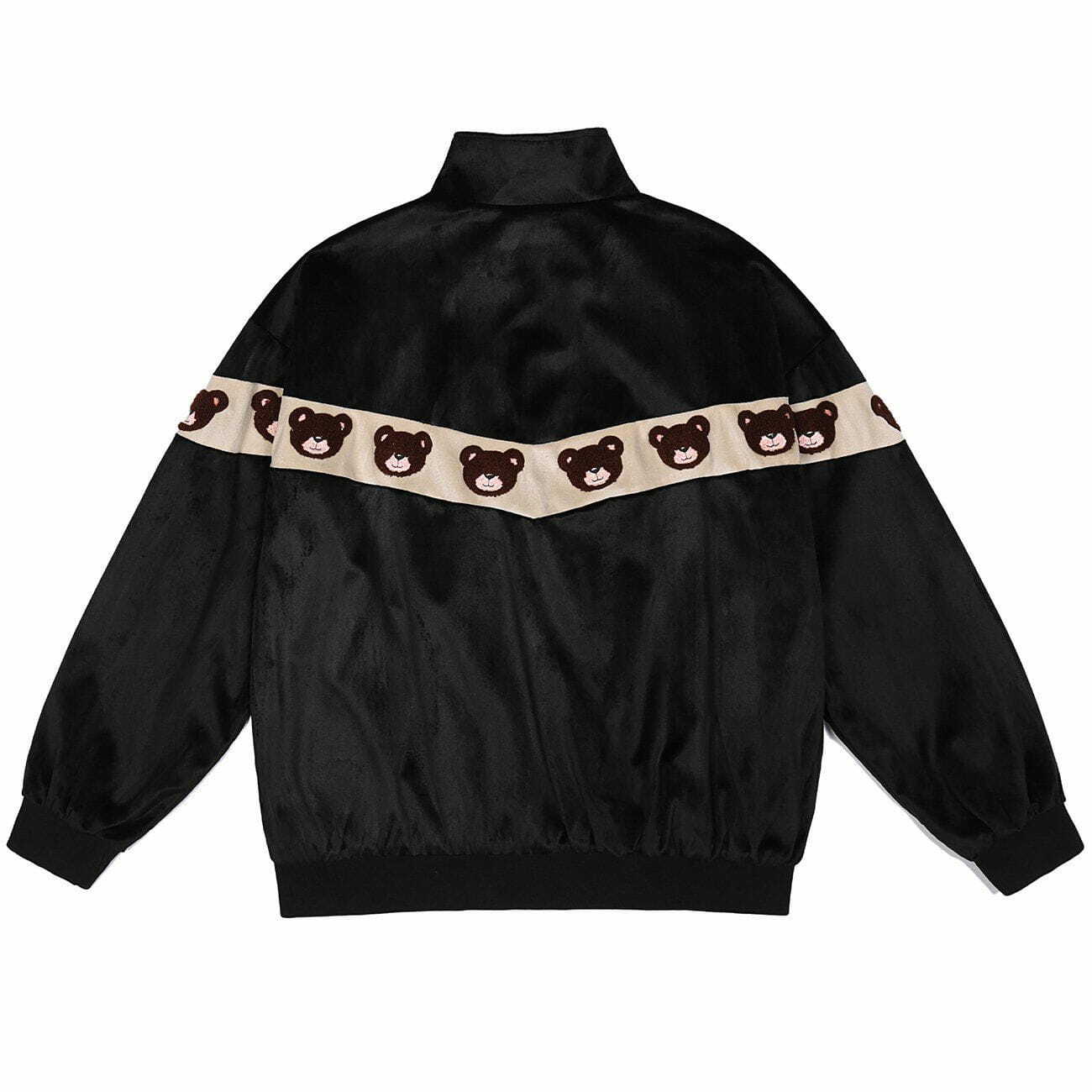 Y2K Vintage Stitching Bear Head Embroidered Jacket - Retro Grunge 90s Fashion Outerwear