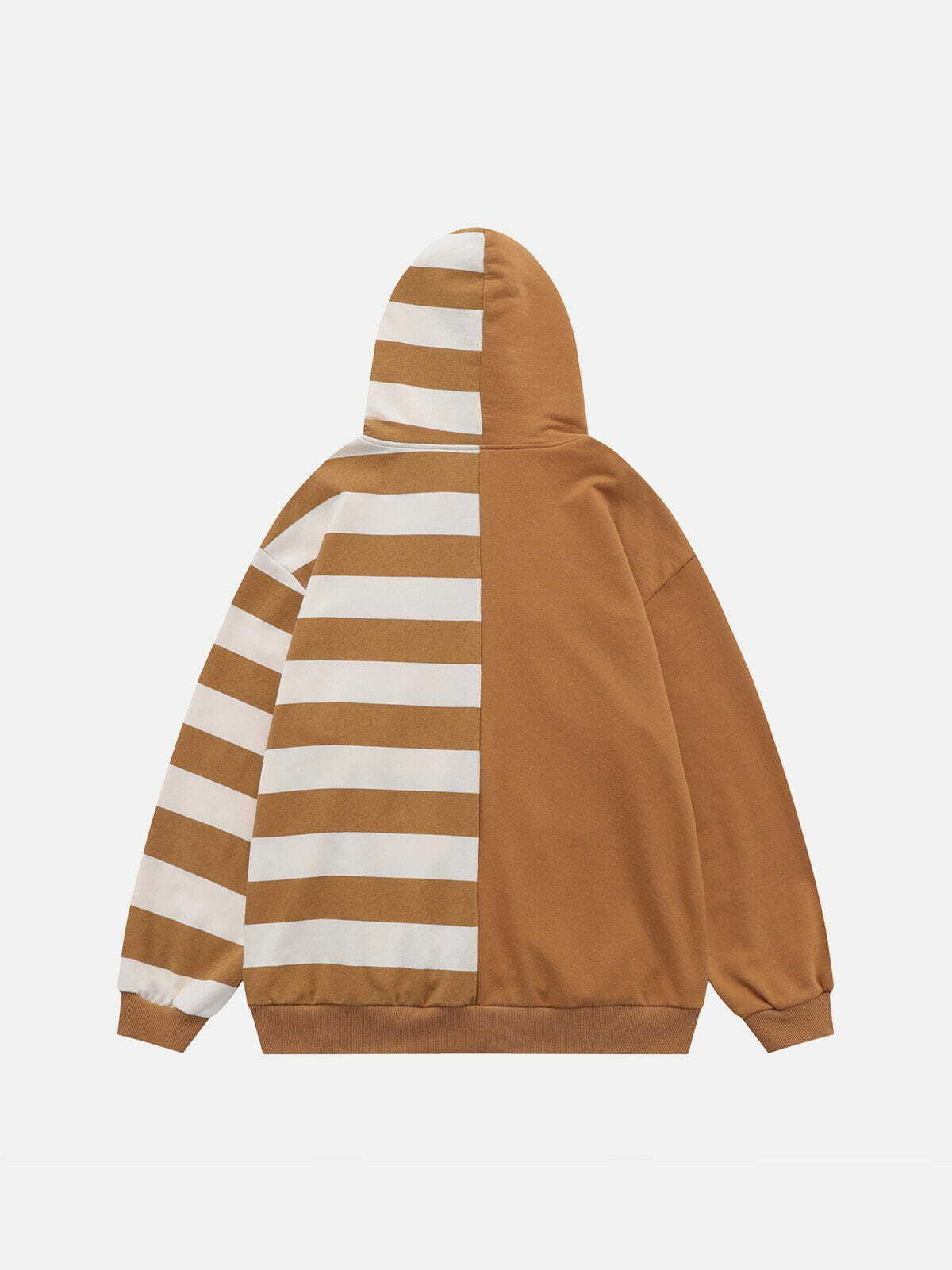 Y2K Vintage Stripe Patchwork Hoodie - Retro 90s Grunge Summer Outfit for Women