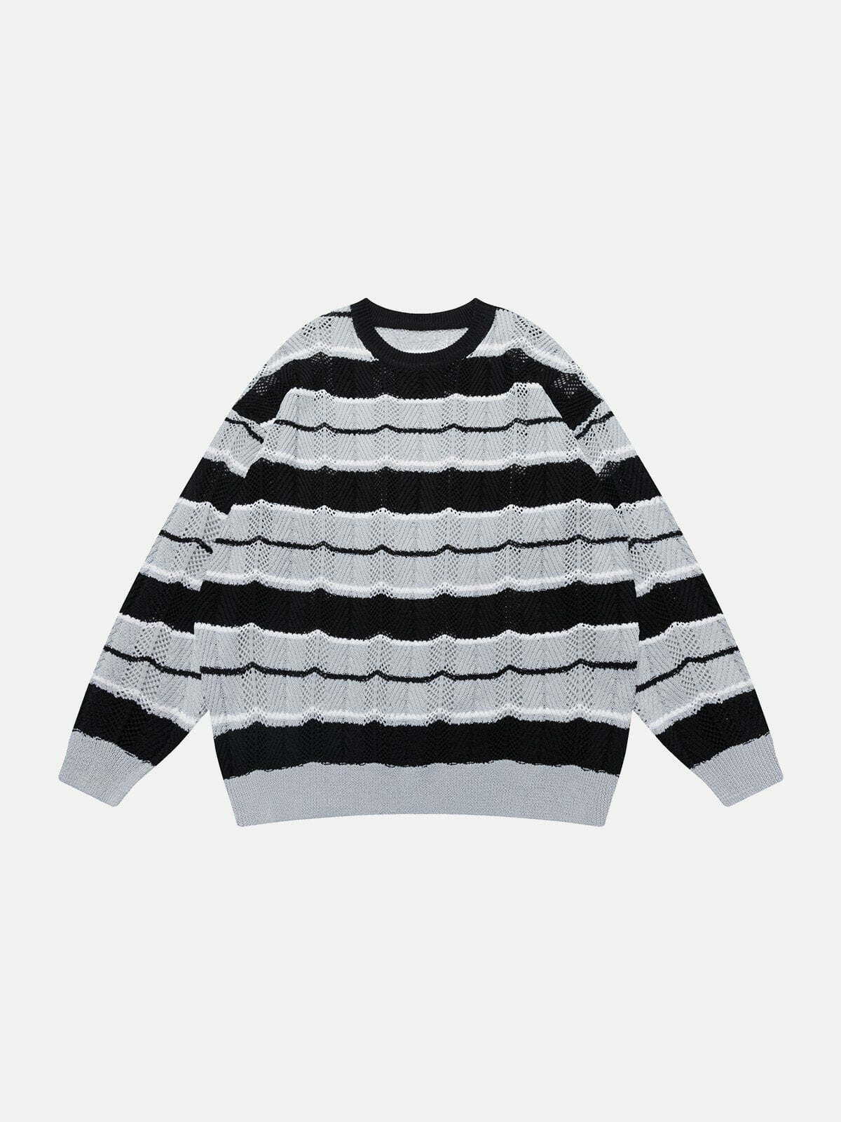 Y2K Vintage Stripe Sweater - Retro 90s Grunge Top for Summer Outfits & Party Looks