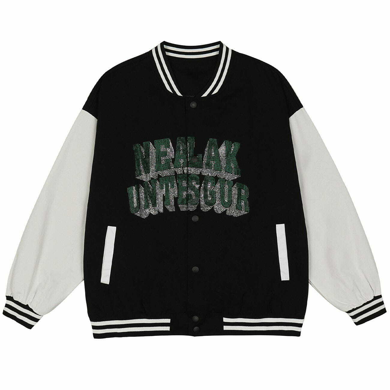 Y2K Vintage Varsity Jacket with Diamond Letters - Retro 90s Grunge Style Outfit