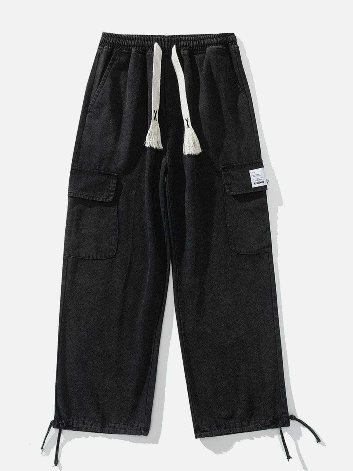 Y2K Washed Drawstring Cargo Pants - Retro 90s Grunge Outfit for Summer Parties