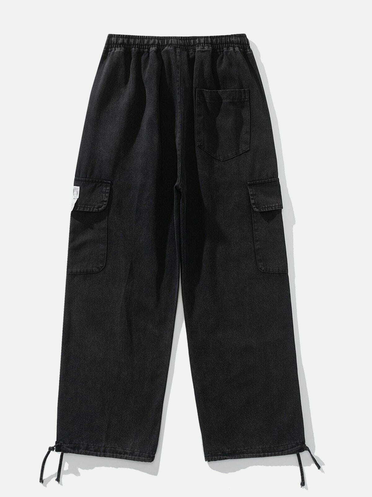 Y2K Washed Drawstring Cargo Pants - Retro 90s Grunge Outfit for Summer Parties