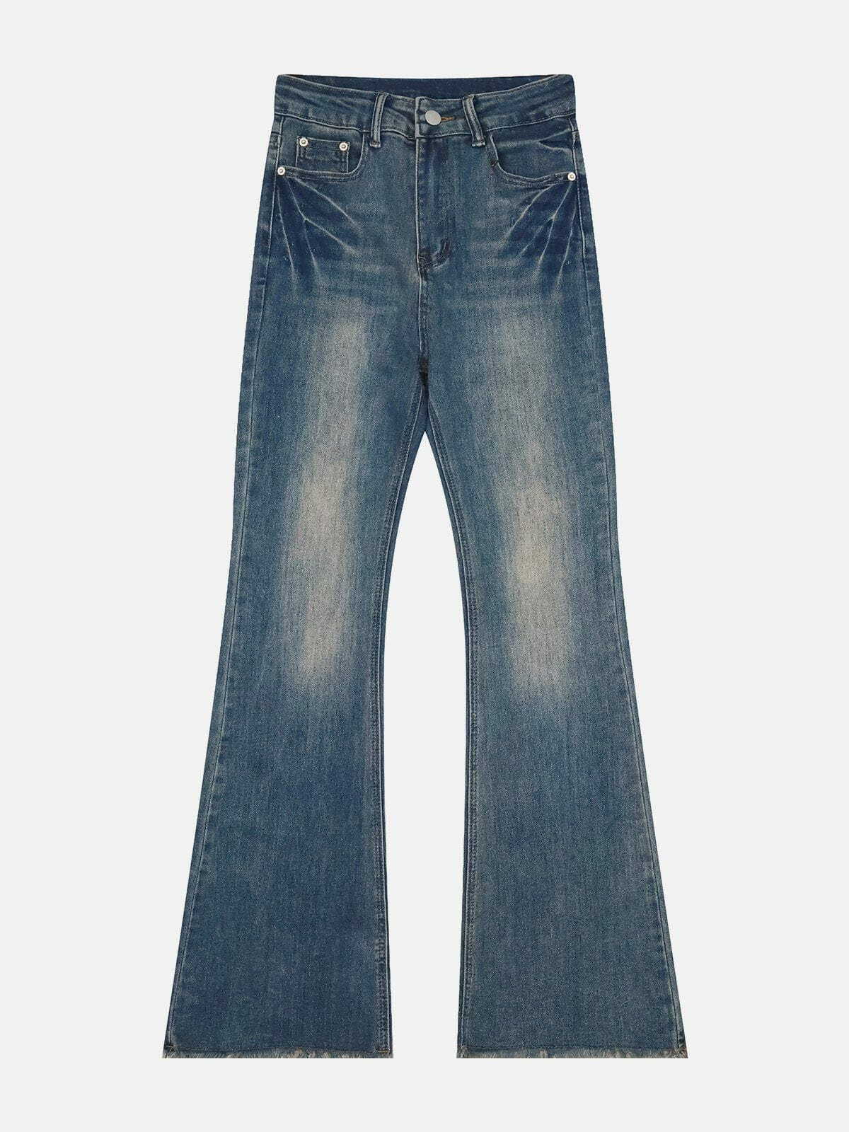 Y2K Washed Flare Jeans - Retro 90s Grunge Outfit for Summer Parties & Casual Looks