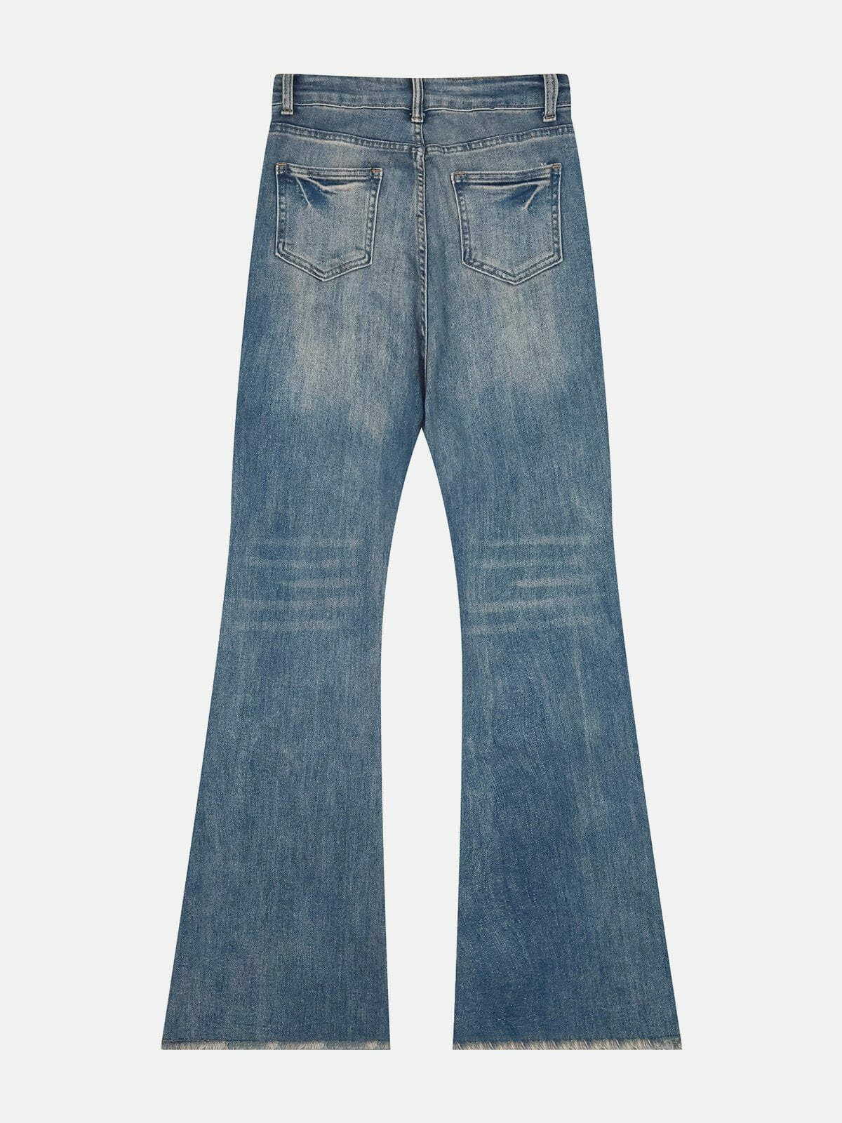 Y2K Washed Flare Jeans - Retro 90s Grunge Outfit for Summer Parties & Casual Looks