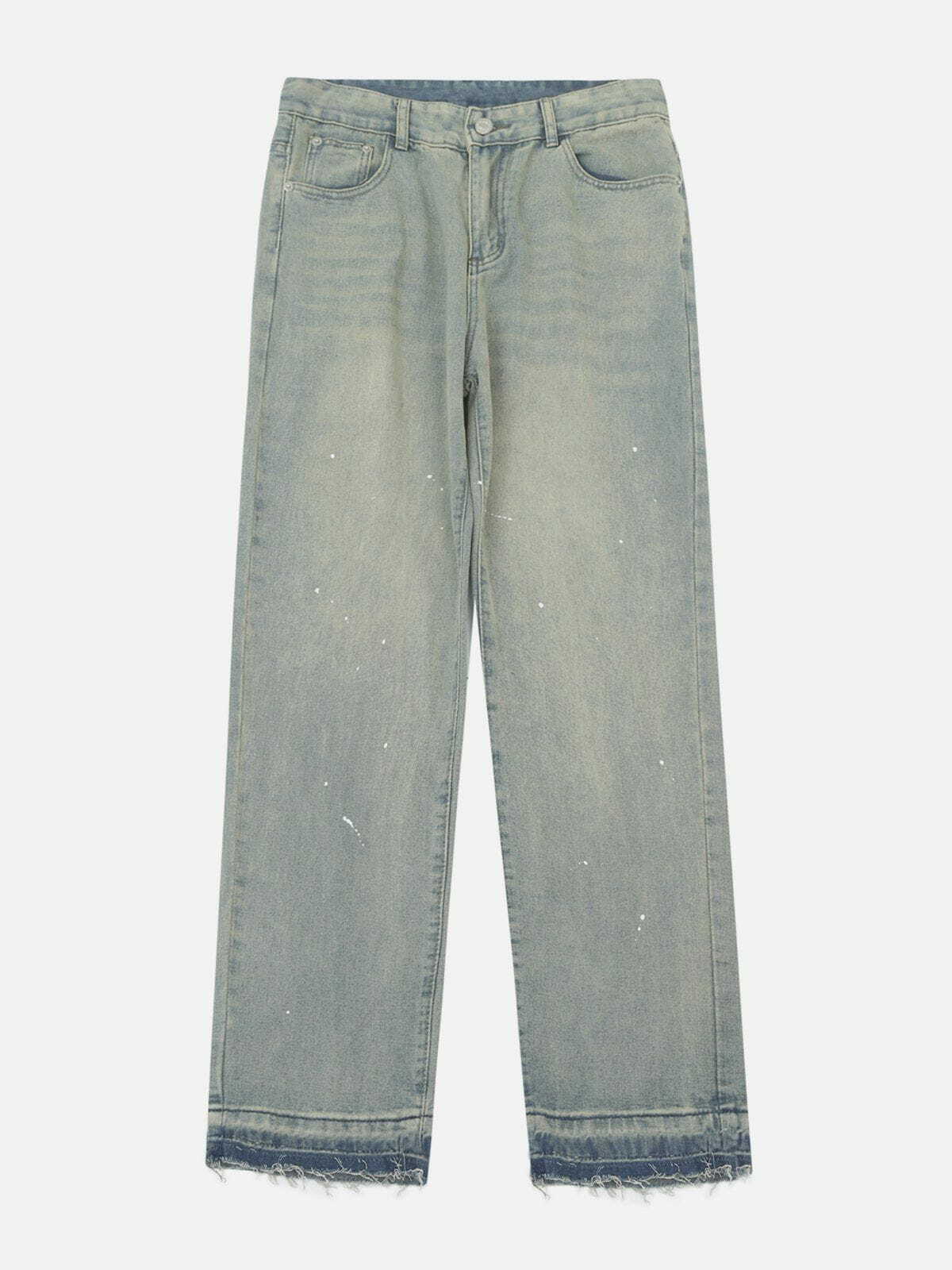 Y2K Washed Fringe Jeans: Retro 90s Grunge Outfit for Summer Parties & Club Looks