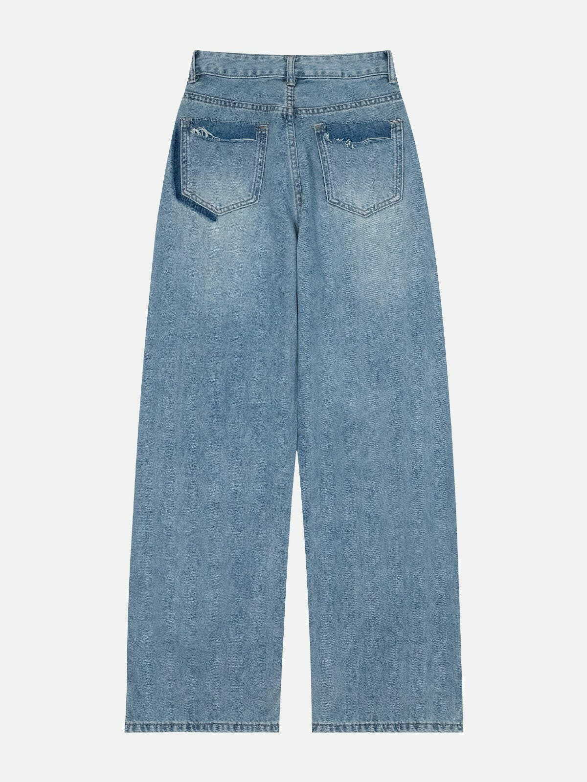 Y2K Washed Fringe Jeans: Retro 90s Grunge Outfit for Summer Parties & Club Looks