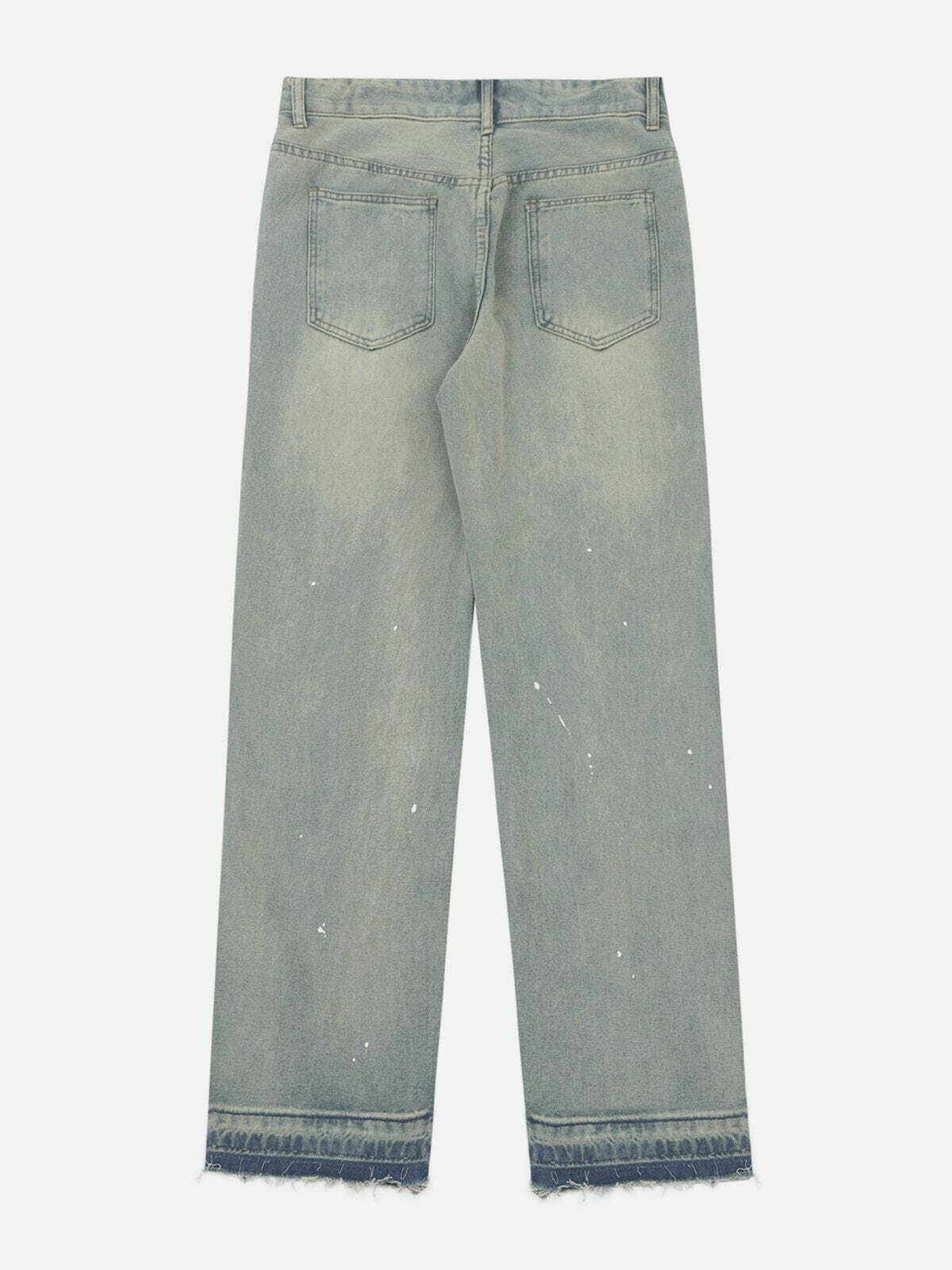 Y2K Washed Fringe Jeans: Retro 90s Grunge Outfit for Summer Parties & Club Looks