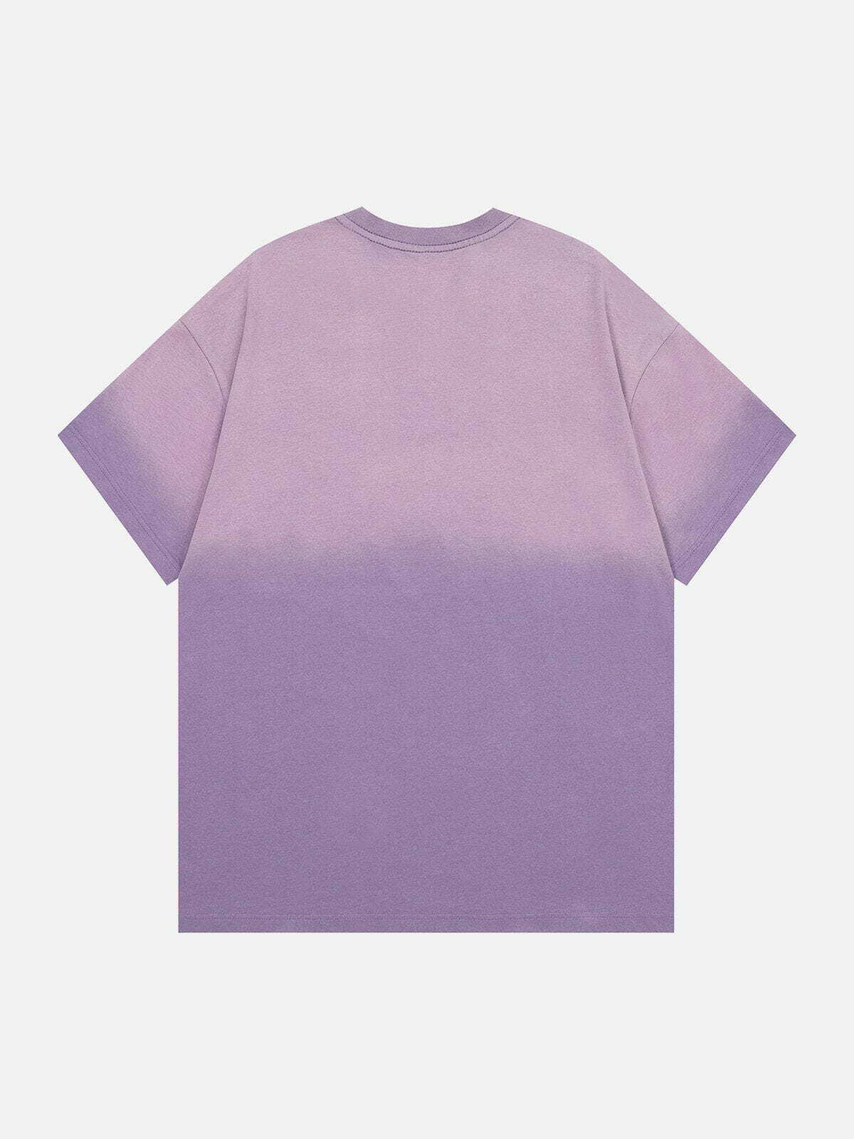 Y2K Washed Gradient Tee - Retro 90s Grunge Top for Summer Outfits & Party Vibes