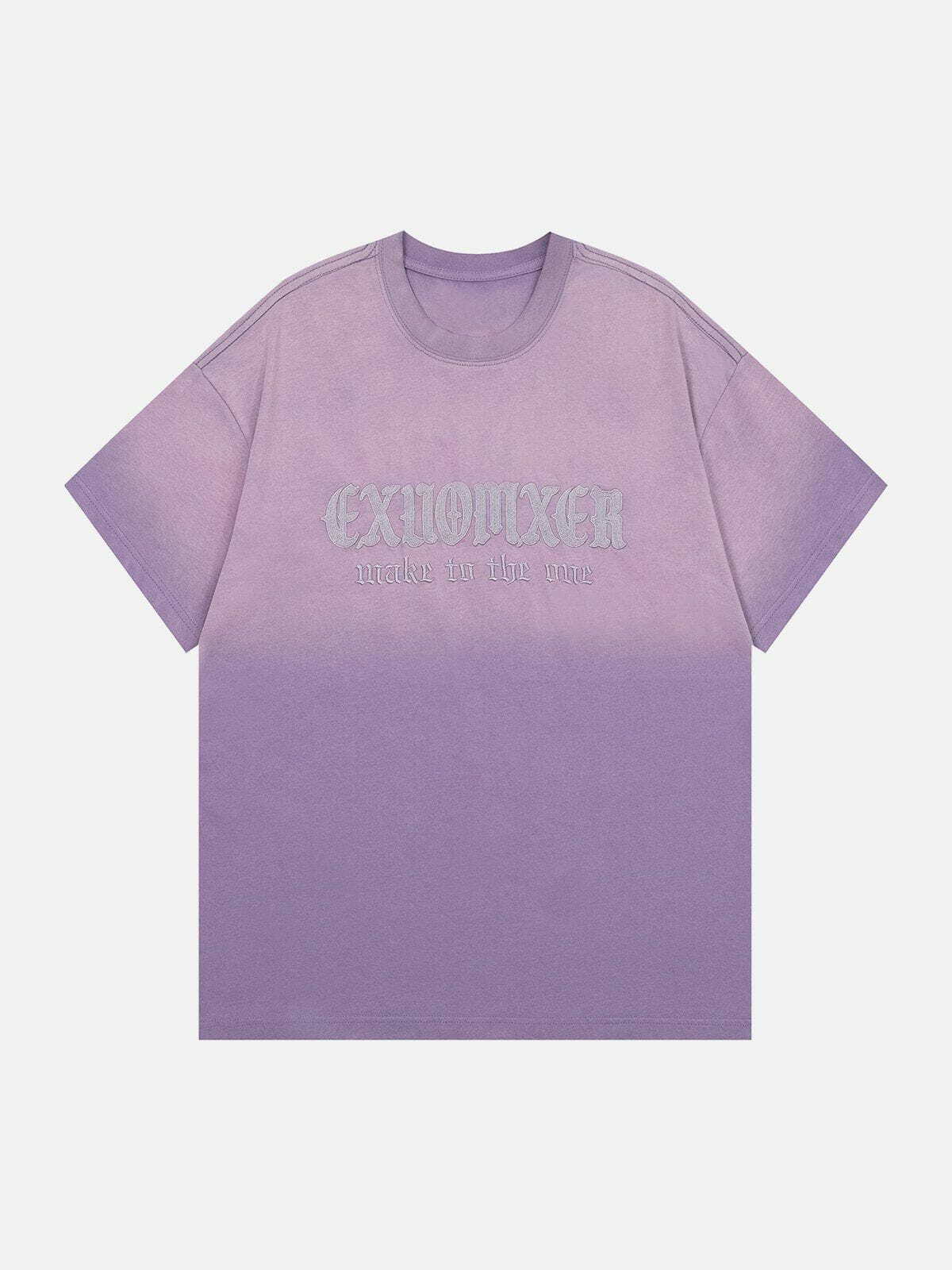 Y2K Washed Gradient Tee - Retro 90s Grunge Top for Summer Outfits & Party Vibes