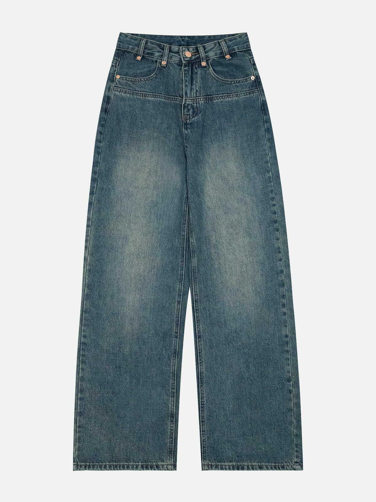 Y2K Washed Wide Leg Jeans - Retro 90s Grunge Outfit for Summer Parties & Casual Looks