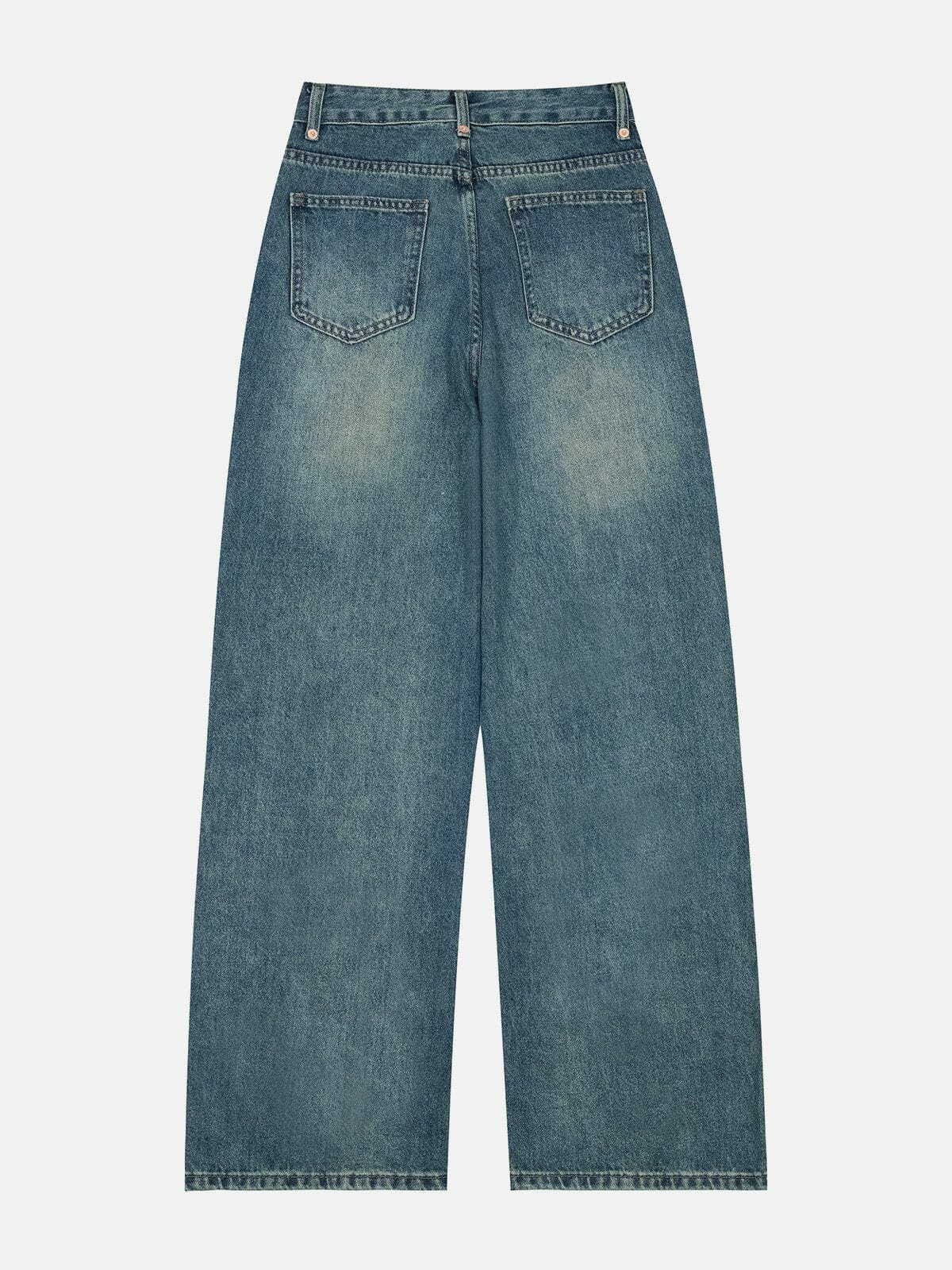 Y2K Washed Wide Leg Jeans - Retro 90s Grunge Outfit for Summer Parties & Casual Looks