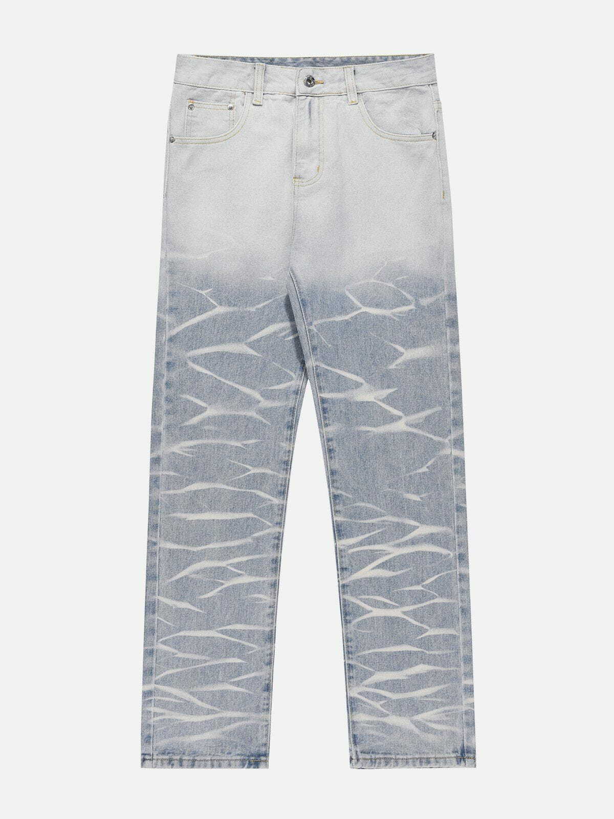 Y2K Water Ripple Gradient Jeans - Retro 90s Grunge Outfit for Summer Parties & Festivals