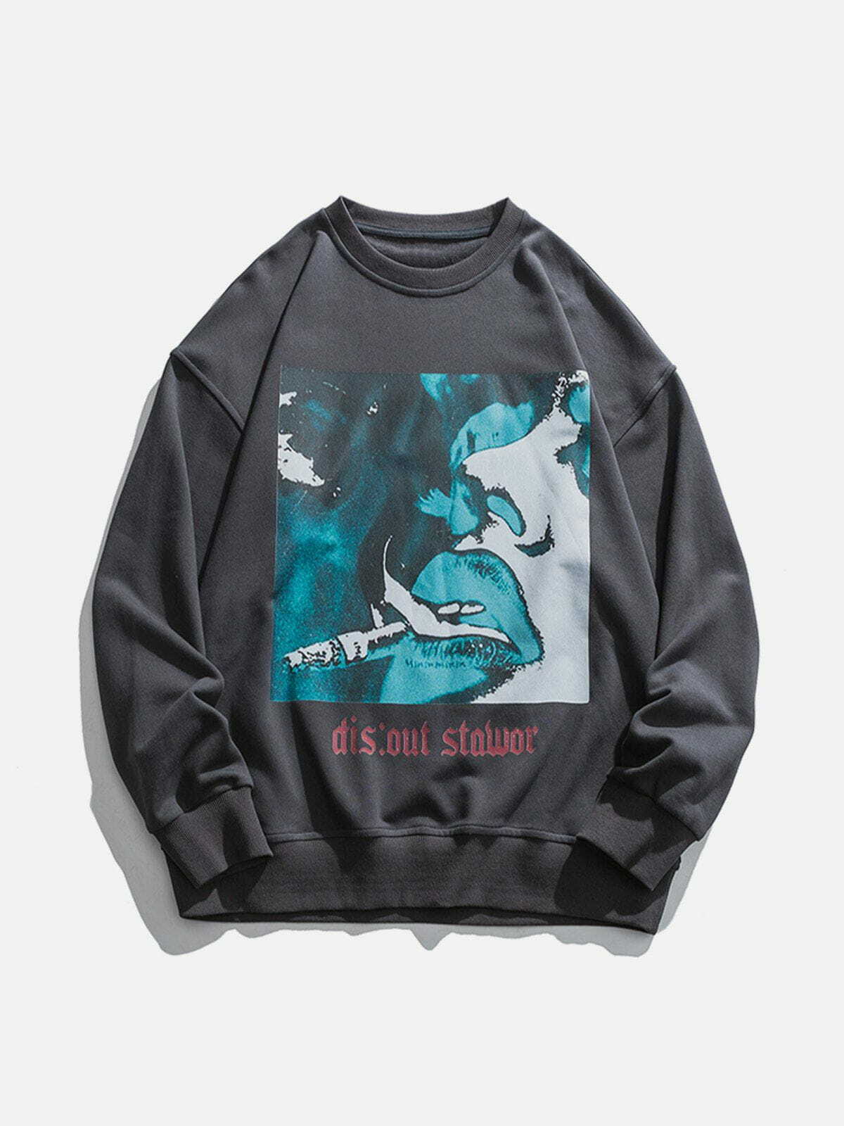 Y2K Waves Pattern Sweatshirt - Retro 90s Grunge Style for Summer Outfits & Parties