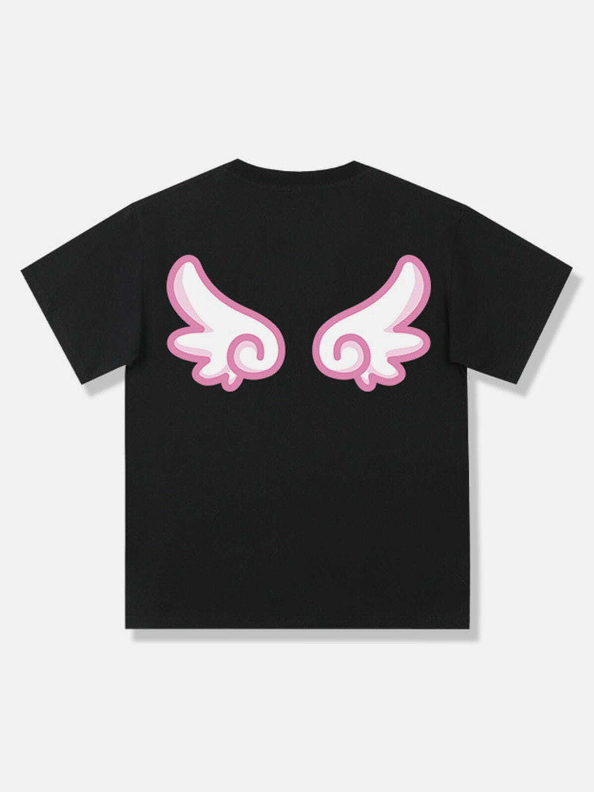 Y2K Wings Print Tee - Retro 90s Grunge Top for Summer Parties & Club Outfits