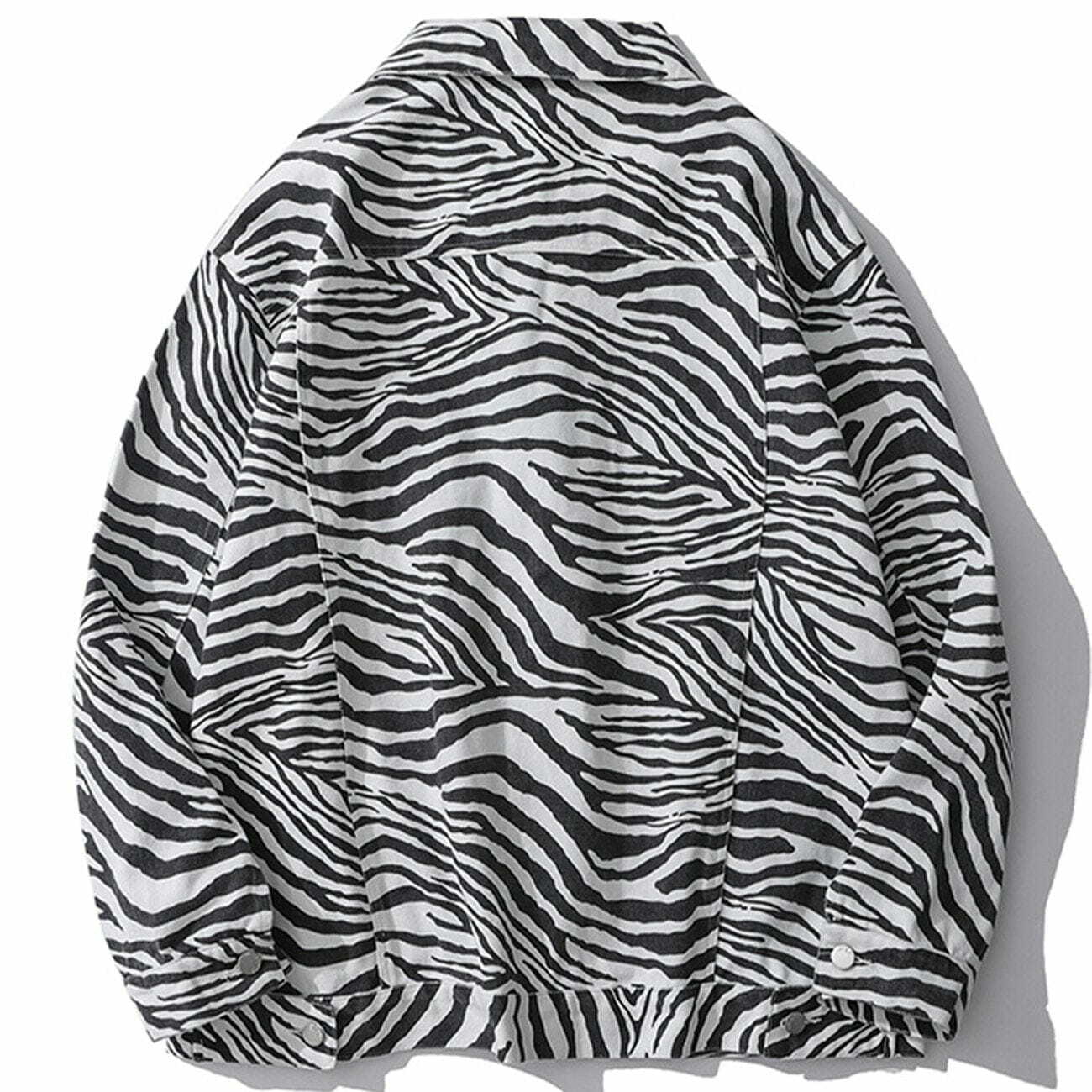 Y2K Zebra Pattern Jacket - Retro 90s Grunge Outfit for Summer Parties & Clubbing