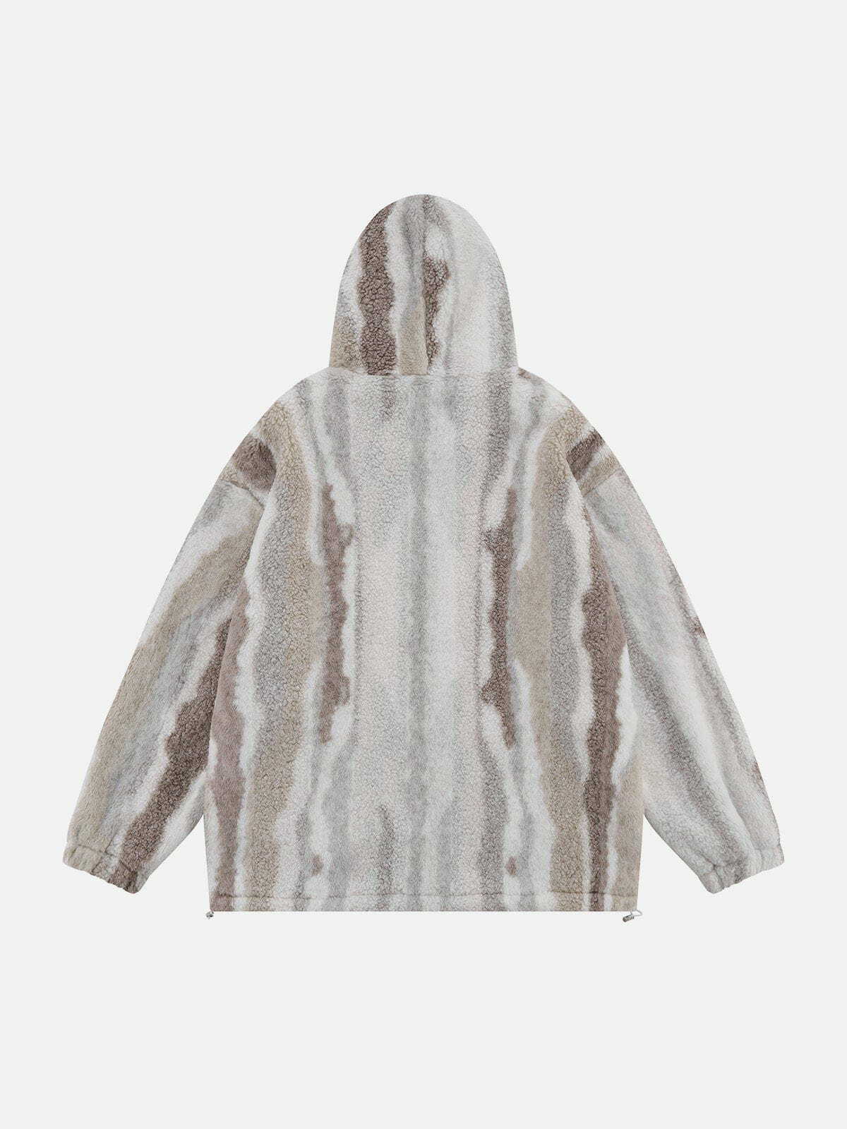 Zebra Print Sherpa Hooded Coat - Y2K Grunge Fashion for Summer & 90s Party Outfits