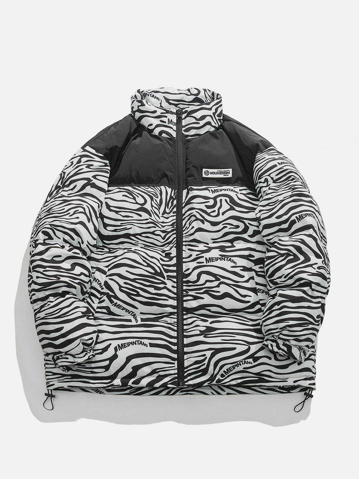 Zebra Print Y2K Grunge Coat - Retro 90s Fashion Outerwear for Summer Parties & Outfits