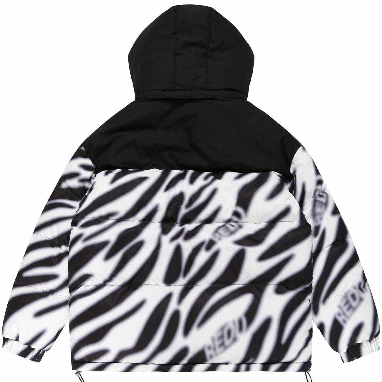 Zebra Print Y2K Hooded Winter Coat - Retro 90s Grunge Style for Y2K Fashion Lovers